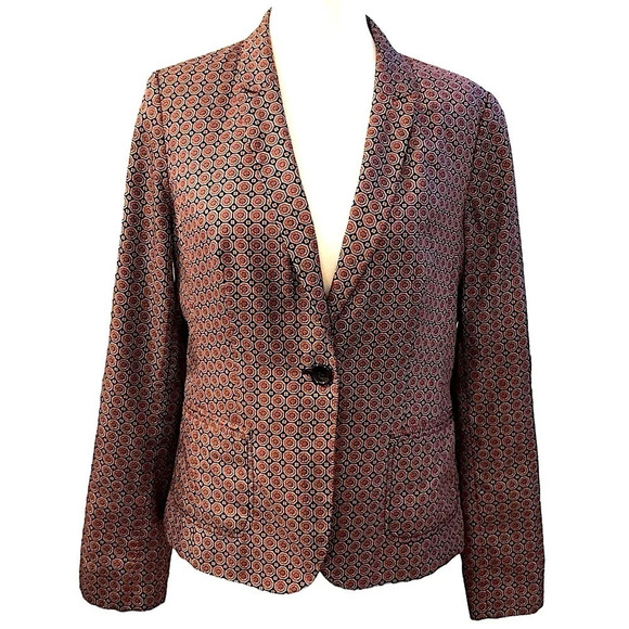 The Limited Vintage Medallion Print Blazer Jacket Satin Feel with Pockets Medium - Picture 16 of 16